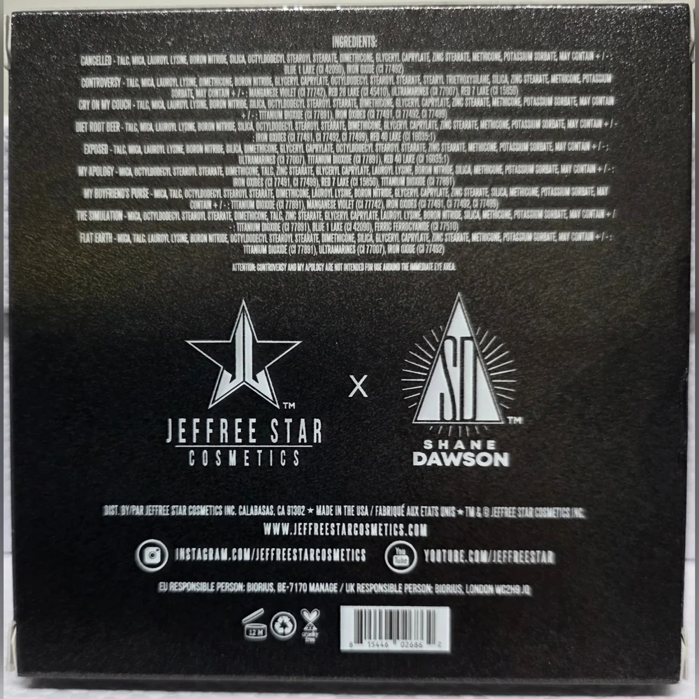 Jeffree Star Cosmetics & Shane Dawson Mini Contraversy Eye Shadow Palette NWOT - Picture 9 of 11